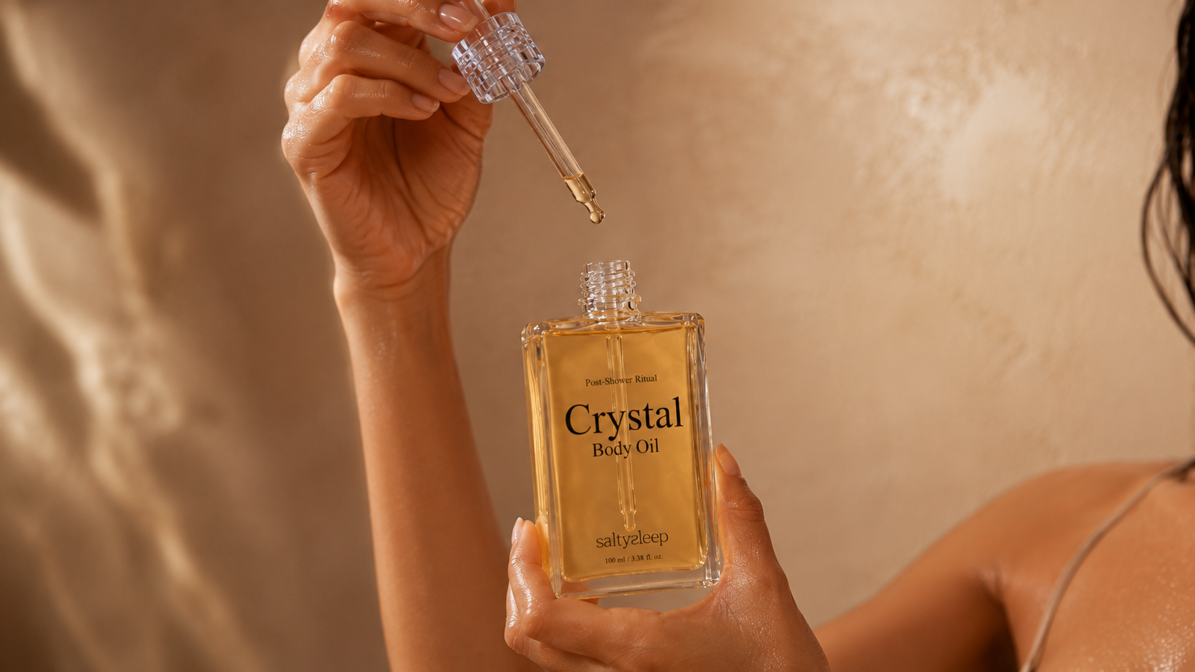 A warm, clean post-shower body care still life in soft light