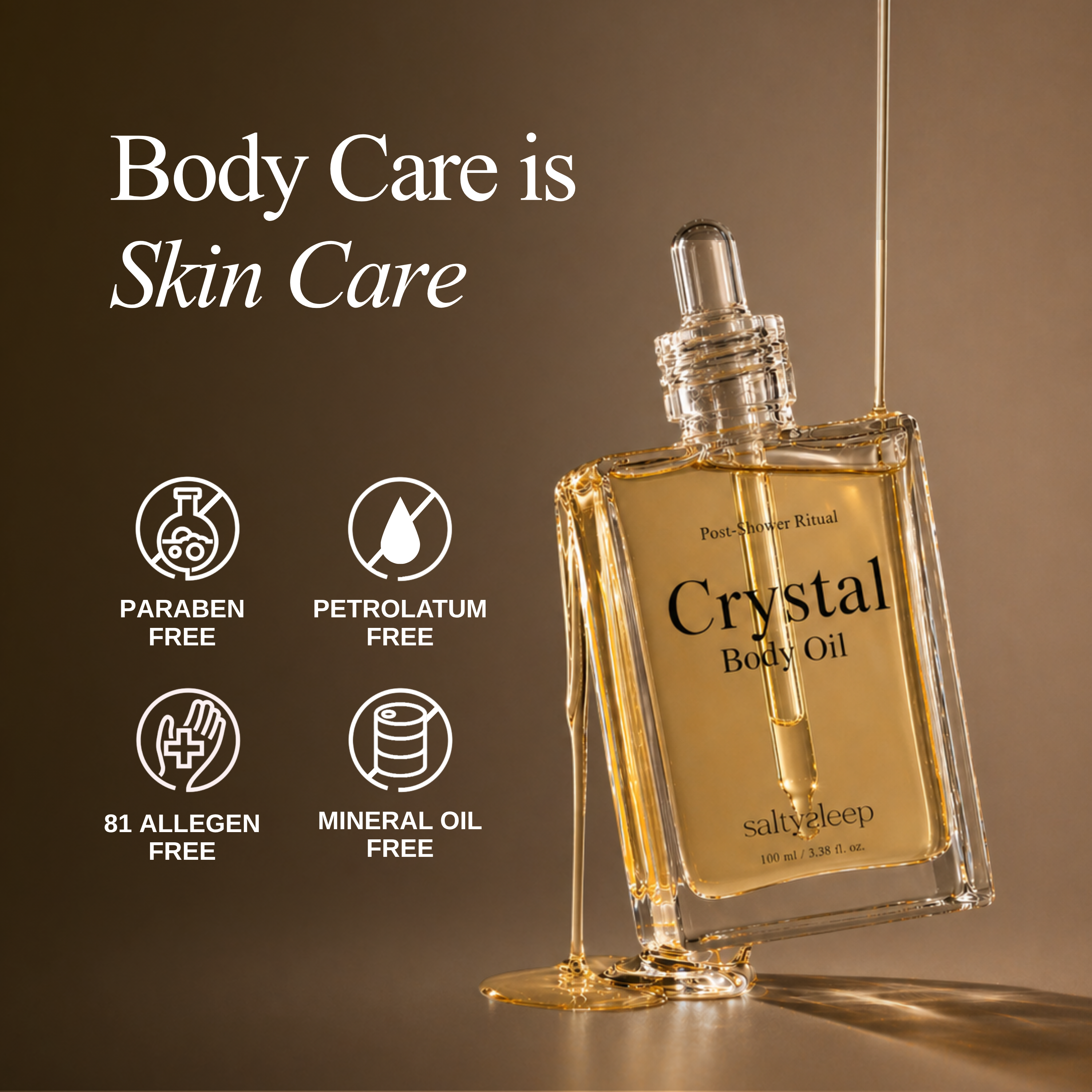 Vanilla Glow 100ml | Crystal Body Oil saltysleep